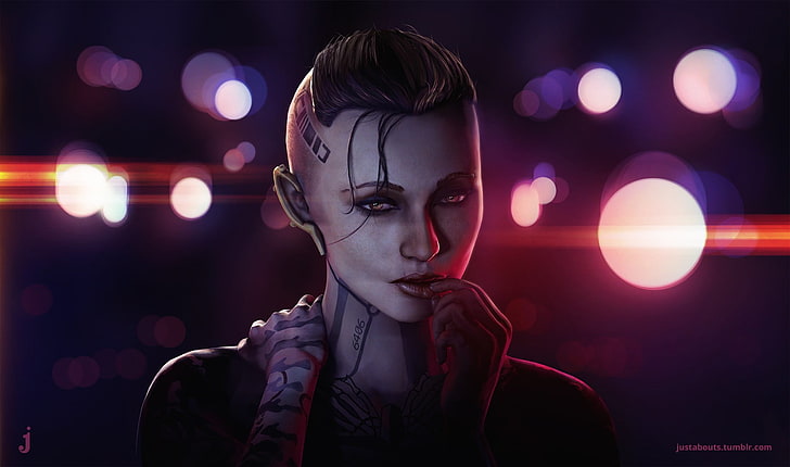 woman character illustration, video games, short hair, Mass Effect, Jack, Jack (Mass Effect), HD wallpaper