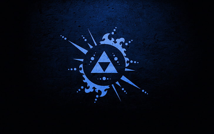 иллюстрация с синим логотипом, легенда о Zelda, Triforce, видеоигры, HD обои