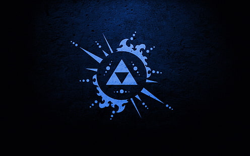 иллюстрация с синим логотипом, легенда о Zelda, Triforce, видеоигры, HD обои HD wallpaper