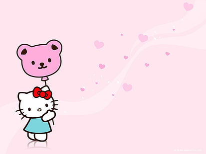 noeud mignon Hello Kitty Anime Hello Kitty HD Art, mignon, ROSE, Hello Kitty, robe, noeud, Fond d'écran HD HD wallpaper