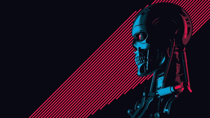 Illustration de Terminator, illustrations, Terminator, cyborg, films, science-fiction, crâne, T-800, Fond d'écran HD