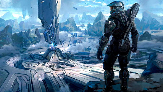 Halo game wallpaper, video games, Halo, Halo 4, Master Chief, 343 Industries, Spartans, science fiction, HD wallpaper HD wallpaper