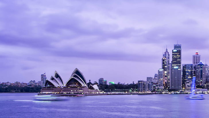 Opera House, Sydney, Australia, Sydney Harbour, Sydney, Australia, Sydney Opera House, azul, paisaje urbano, cielo, horizonte urbano, noche, paisaje urbano, arquitectura, rascacielos, lugar famoso, distrito céntrico, escena urbana, ciudad, estructura construida,Exterior del edificio, Fondo de pantalla HD