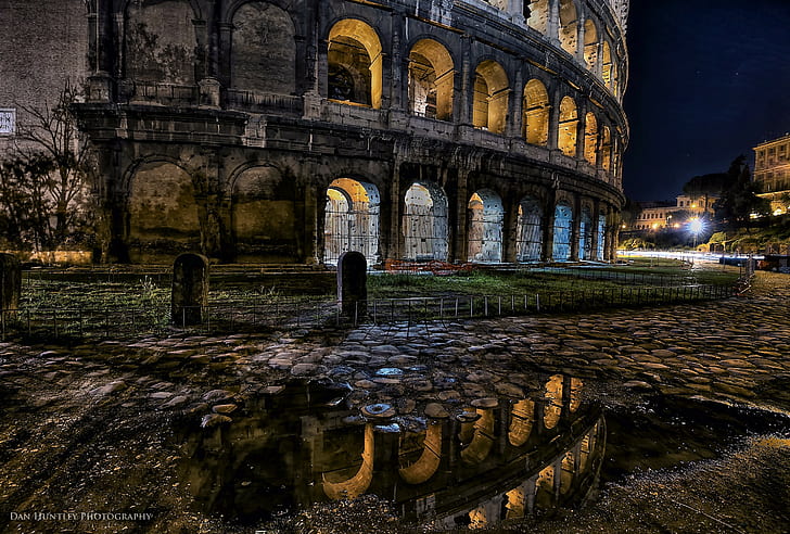 روما ، المدرج ، المدرج ، روما ، إيطاليا ، المدرج ، أضواء الليل، خلفية HD