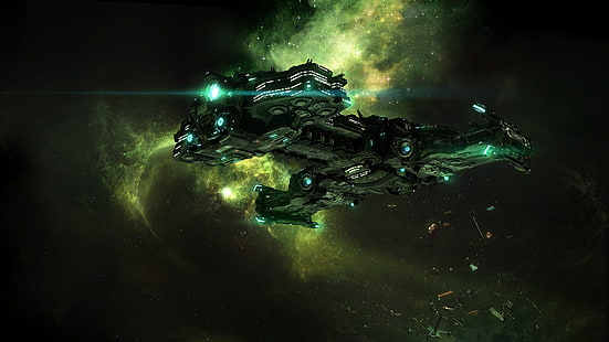 illustration de cuirassé noir et vert, Starcraft II, StarCraft, StarCraft II: Heart Of The Swarm, jeux vidéo, Fond d'écran HD HD wallpaper