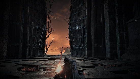 Dark Souls, Dark Souls III, Lagerfeuer, Vignette, Videospiele, HD-Hintergrundbild HD wallpaper