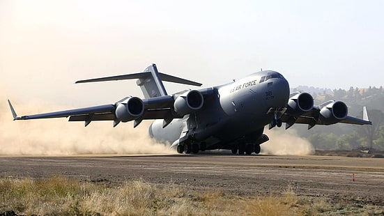 avião cinza, aviões militares, avião, jatos, céu, C-17 Globmaster, militar, aeronaves, HD papel de parede HD wallpaper