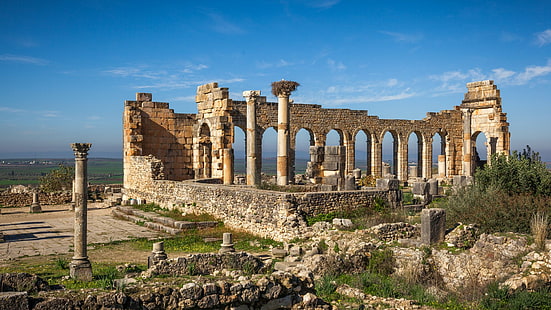 Stworzone przez człowieka, Forum Romanum, Afryka, Architektura, Maroko, Ruiny, Volubilis, Tapety HD HD wallpaper