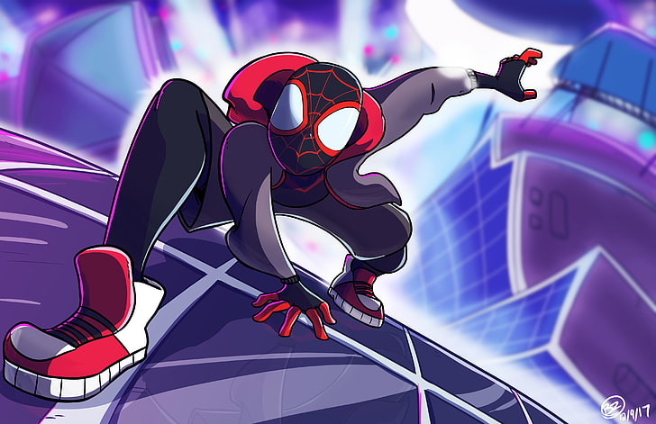 Spiderman en el verso araña, 2018 películas, películas, Spiderman, películas animadas, hd, 4k, ilustraciones, Fondo de pantalla HD