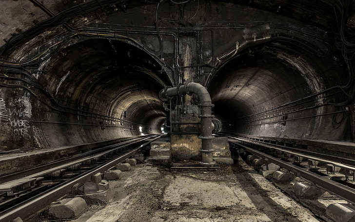 black and gray car engine, underground, tunnel, HD wallpaper