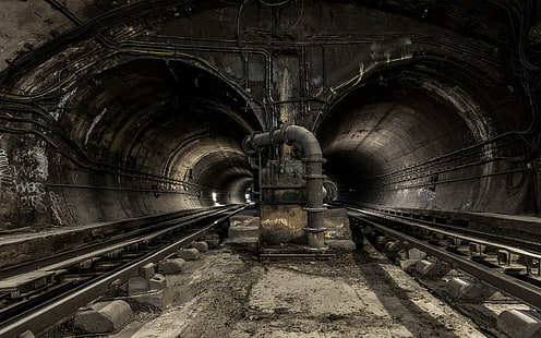 schwarz-grauer Automotor, U-Bahn, Tunnel, HD-Hintergrundbild HD wallpaper