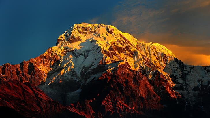 Непал, ГОРЫ, массив Аннапурна, Гималаи, 4K ULTRA-HD (2160P), HD обои