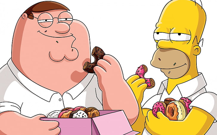 Homer Simpson and Bitter Griffin, peter griffin, family guy, matt groening, the simpsons, HD wallpaper