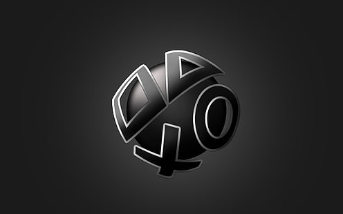 czarno-szare logo kontrolera, sony, playstation, przyciski, ikony, Tapety HD HD wallpaper
