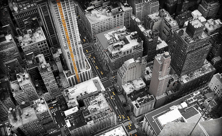 خلفيات شوارع مدينة نيويورك عالية الدقة ، مبنى خرساني رمادي ، مدينة ، شوارع ، مدينة نيويورك، خلفية HD