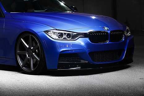 blue BMW car, BMW, disk, blue, 335i, front, F30, Sedan, 3 Series, HD wallpaper HD wallpaper