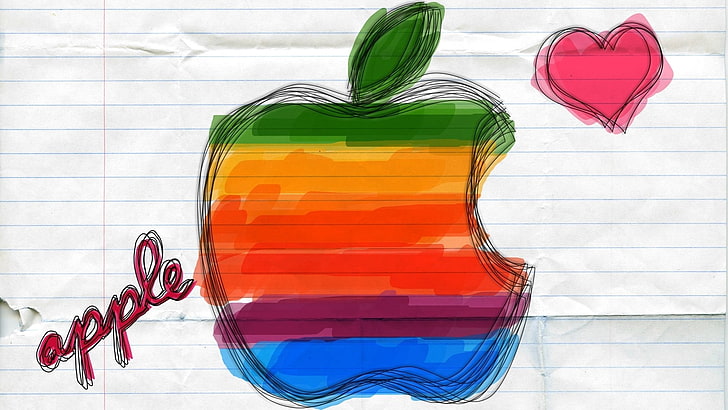 green and red glass vase, Apple Inc., logo, HD wallpaper