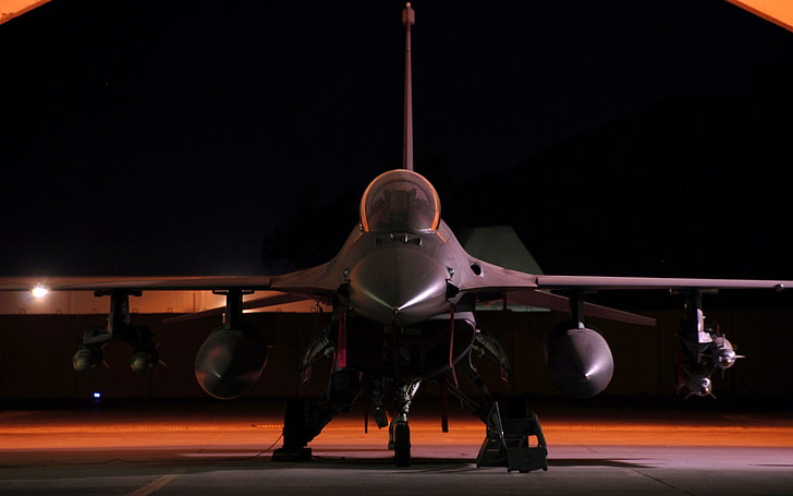 灰色の戦闘機、航空機、軍事、飛行機、戦争、ゼネラルダイナミクスF-16ファイティングファルコン、 HDデスクトップの壁紙