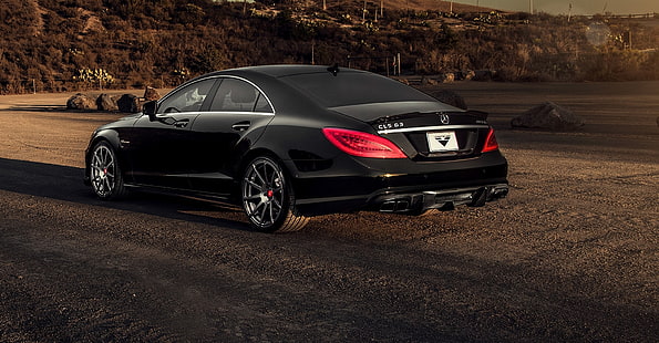 black sedan, Mercedes-Benz, Mercedes, AMG, Black, Sedan, C218, CLS 63, 2015, CLK-Class, HD wallpaper HD wallpaper