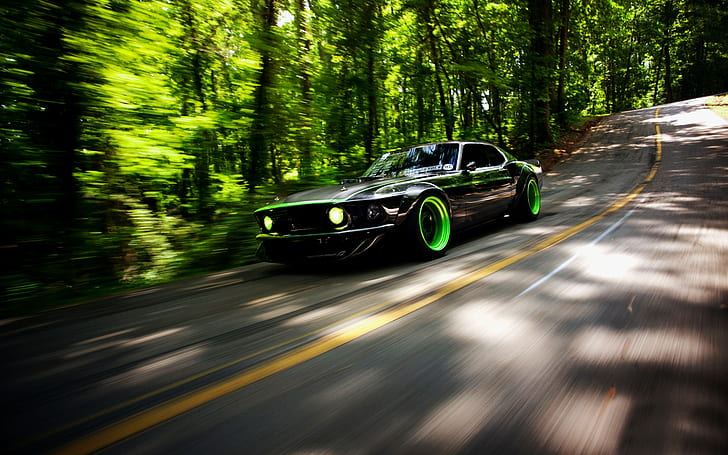 Ford Mustang RTR X, mustang ford hitam dan hijau, mobil otot, mustang, ford mustang, Wallpaper HD