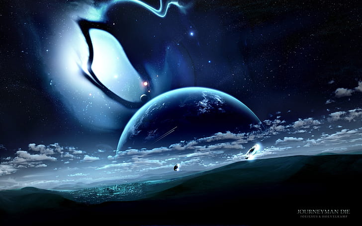 Journeyman Die, planet illustration, space, planets, future, galaxy, univer, HD wallpaper