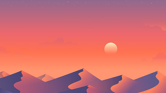 Dünen, Wüste, 5 K, Sonnenuntergang, Minimal, HD-Hintergrundbild HD wallpaper