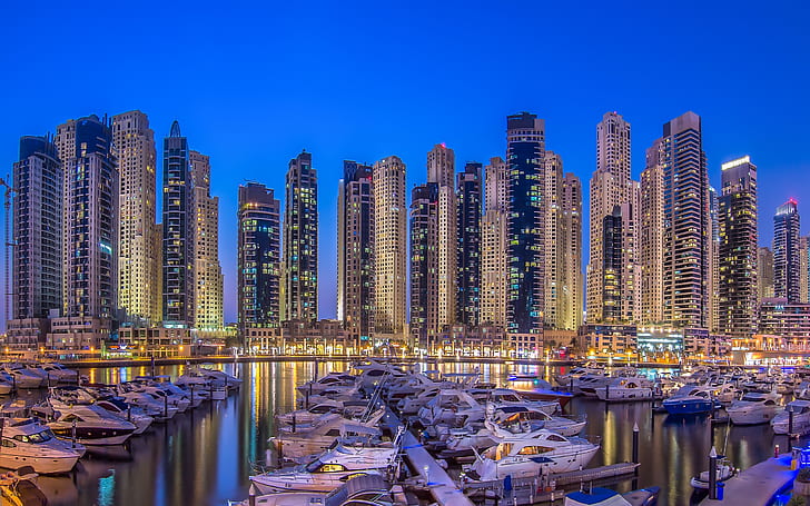 Dubai Uae Dubay Oae Nochnoy Gorod Panorama Dorogi 2560 × 1600, Sfondo HD