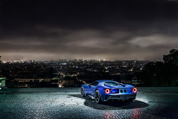concept, Ford GT, supercar, blue, luxury cars, sports car, test drive, HD wallpaper