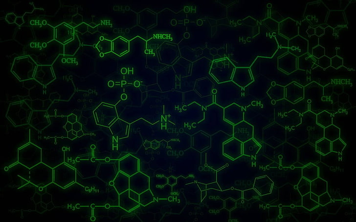 緑の化合物の壁紙、薬、化学構造、化学、 HDデスクトップの壁紙