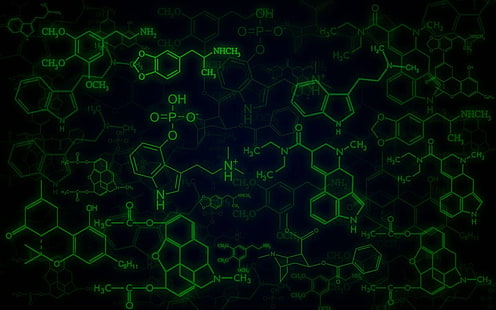 carta da parati composta chimica verde, droghe, strutture chimiche, chimica, Sfondo HD HD wallpaper