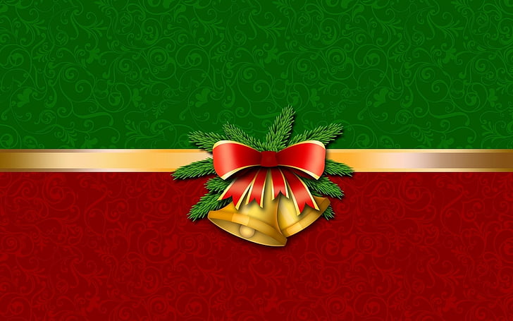 Holiday, Christmas, Bell, Decoration, Green, Red, HD wallpaper