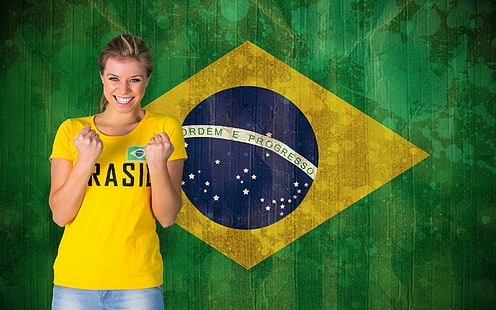 ФИФА, Световна купа, флаг, Бразилия, ФИФА, Световна купа, футбол, флаг, HD тапет HD wallpaper