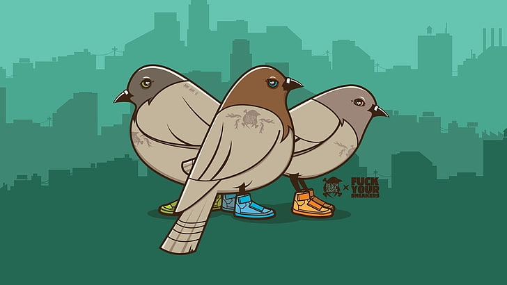 three brown sparrows wearing sneakers vector art, pigeons, picture, jared, nickerson, HD wallpaper