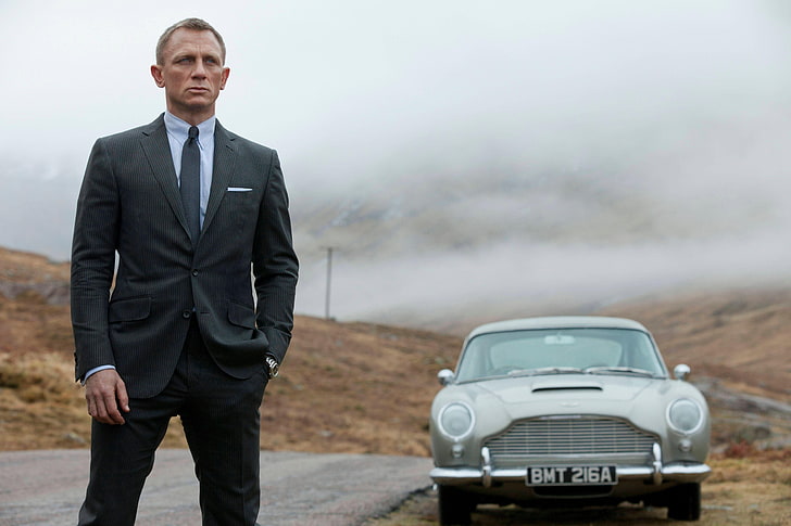 Daniel Craig, 007, James Bond, aktor, mężczyźni, Aston Martin, samochód, Tapety HD