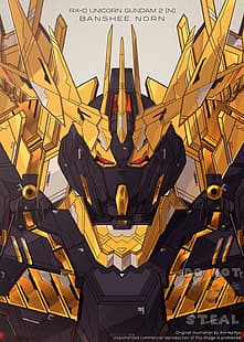 Banshee Norn, anime, mekanik, Gundam, Super Robot Taisen, Mobile Suit Gundam Unicorn, sanat eseri, dijital sanat, fan sanat, HD masaüstü duvar kağıdı HD wallpaper