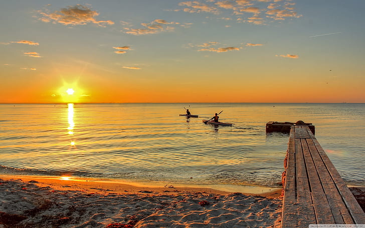 Sunset Sea Kayaking Wallpaper 2560 × 1600, HD tapet