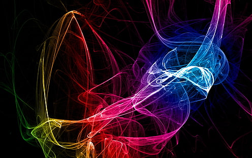 разноцветные лазерные лучи обои, дым, радуга, яркие, HD обои HD wallpaper