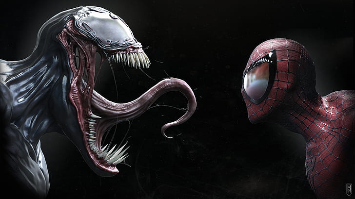 Venom vs Spider-Man 4K, человек-паук, Venom, HD обои