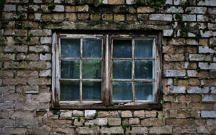 tijolos, velho, parede, janela, HD papel de parede
