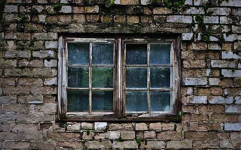 tijolos, velho, parede, janela, HD papel de parede HD wallpaper