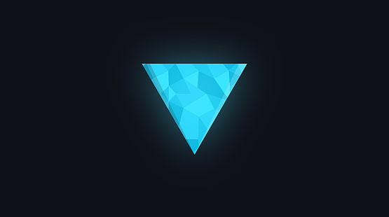 Геометричен триъгълник - синьо, синьо триъгълник, Art, Aero, Vector Art, edothekid, шарки, черно, синьо, плоско, просто, триъгълник, фигури, тъмно, диамант, кристал, HD тапет HD wallpaper