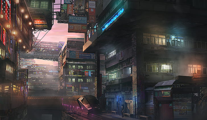 المدينة ، المستقبل ، اليابان ، طوكيو ، حي شينجوكو، خلفية HD