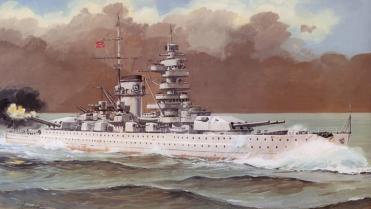 Navi da guerra, marina tedesca, incrociatore, incrociatore tedesco ammiraglio Scheer, nave da guerra, Sfondo HD