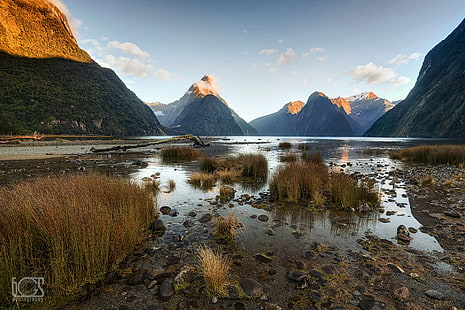 Нова Зеландия, фиордът, южният остров, Милфорд Саунд, националният парк Фиордланд, HD тапет HD wallpaper