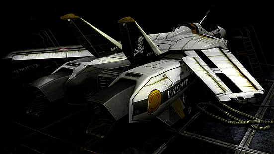 масштабная модель белого космического корабля, Robotech, аниме, робот, Macross Frontier, Macross, Veritech VF-1S, HD обои HD wallpaper