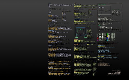 latar belakang hitam dengan hamparan teks, pemrograman, kode, HTML, CSS, JavaScript, desain web, Wallpaper HD HD wallpaper