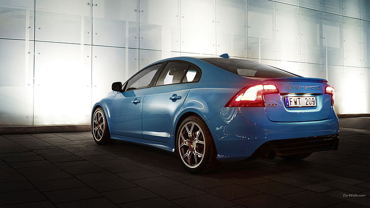 niebieski 5-drzwiowy hatchback, Volvo S60, samochód, niebieskie samochody, pojazd, Tapety HD