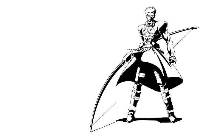 Anime, Boy, Black and white, Arms, Bow, Cloak, HD wallpaper
