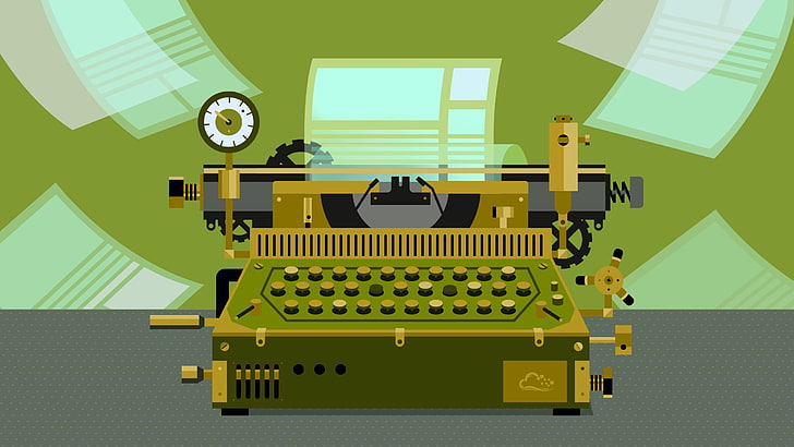 Digitalocean, Typewriters, Paper, Digital Art, digitalocean, typewriters, paper, digital art, HD wallpaper