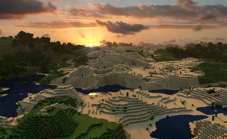 Minecraft, ilustracja tarasy Minecraft, gry, Minecraft, krajobraz, gry wideo, Tapety HD